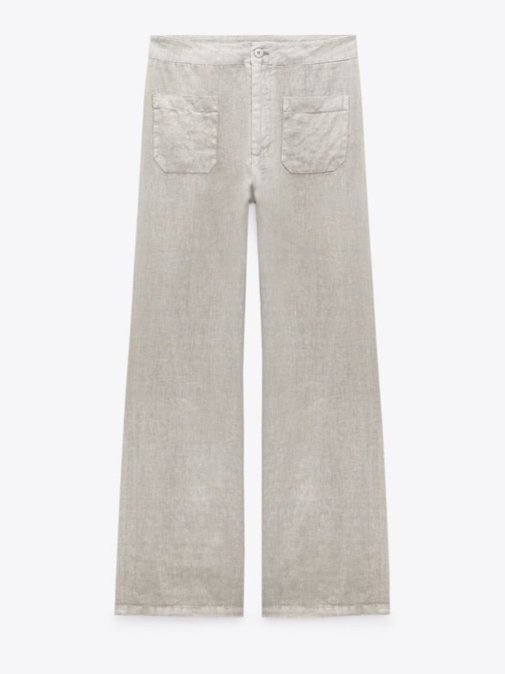 Zara Patch Pocket Marine High Waist Wide Leg Cream Jeans Size 6